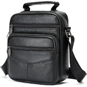 Small Genuine Leather Messenger Shoulder Crossbody Bag for Men Women Travel Work Business Adjustable straps