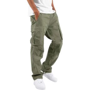 Men's Cargo Pants Casual Jogging Pants Loose Straight Leg Sweatpants Fitness Stretch Drawstring Sweatpants