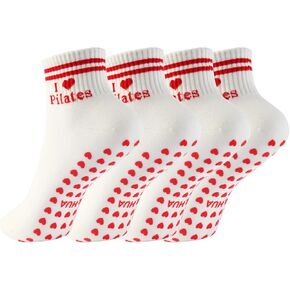 Grip Yoga Socks for Women,Heart-Shaped Non-Slip Grips Pilates Barre Reformer Workout Socks 4Pairs in Saudi Arabia