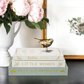 Set of 3 Linen Decorative Books for Home Decor,Modern Faux Decor Book for Decoration,Aesthetic Books for Coffee Table/Bookshelf/Mantel Decor,Photo Storage or Keepsake Box