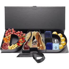 Empty Father's Day DAD Letter Shaped Gift Box, Empty Decorative Storage Container for Father's Day Grand Father(Black DAD)