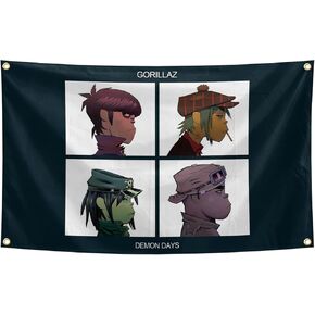 2×3FT Band Gorillazss Tapestry Music Album Covers Wall Tapestry Decorative Banner Wall Decoration Bedroom Living Room University Dormitory