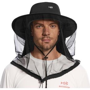 BASSDASH UPF 50+ Mosquito Net Hat with Stowable Neck Flap for Men Women Outdoor Fishing Hiking Camping Gardening FH17