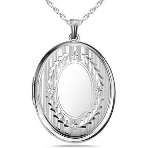 PicturesOnGold.com Sterling Silver Large Oval Photo Locket
