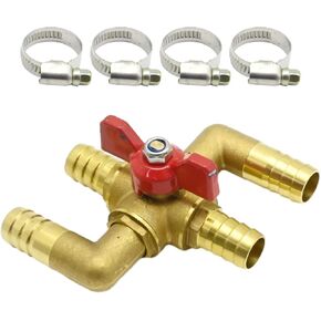 VIKKSAER Solid Brass 3/4 Inch Heater Control Valve, 4-Way Automobile Heating Water Valve with 4 Clamps for Auto Conditioning Systems