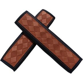 2PCS Car Seat Belt Covers, Embossed Leather Seat Belt Protector Cushion, Driving Comfortable Seatbelt Shoulder Strap, Universal Car Seatbelt Pad Accessories for Protect Shoulder and Neck (Black/Red)