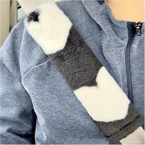 Car Seat Belt Shoulder Pad, 2PCS Fluffy Sheepskin Vehicle Seatbelt Cover for Shoulder Neck Soft Comfy, Fuzzy Safety Harness Protector, Universal Automotive Interior Accessories (Stripes)