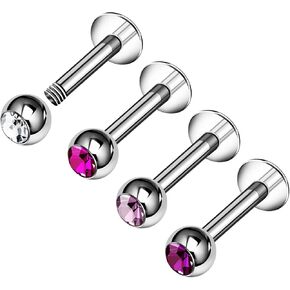 4PCS Surgical Steel Labret 16g 3mm Crystal Ball Monroe Tragus Cartilage Earrings Lip Piercing Jewelry Pick Size and Color