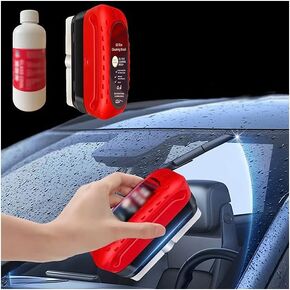 2025 Automotive All-in-One Wipe On Oil Film Cleaning Brush Set - Car Glass Oil Film Remover Refill Hydrophobic Glass Coating for Windshield Universal Glass Cleaning (1pc Brush 4Oz Liq. & 3.38Oz Liq.)