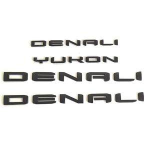 Door Rear Tailgate Letters Nameplate Emblems 3D Badge Fits for 2021-2025 Denali Yukon 4X (Matte Black)