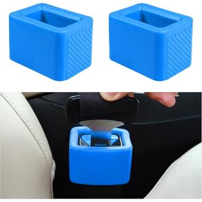 2PCS Seat Belt Buckle Holder, Silicone Seatbelt Buckle Booster to Makes Receptacle Stand for Easy Access, Non Slip Car Safetybelt Fixer Accessories for Kids & Adults (Black)