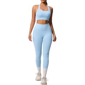 تتجهّب التمرينات المكونة من قطعتين للسيدات ، صدر صدر رياضة وسروال عالي الخصر ، Athletic Activewear