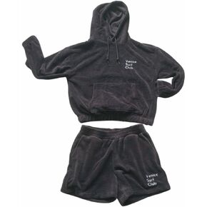 Penice Surf Club Premium Cotton Post-Surf Hoodie & Shorts Bundle (Hoodie Hoodie + منشفة). كبيرة/x-large ، أنثراسيت