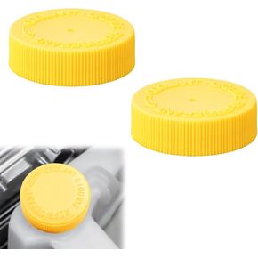 2PCS Engine Coolant Reservoir Tank with Yellow Radiator Cap Replacement for OEM 21712 79900 Coolant Overflow Expansion Bottle Engine Radiator Cooling System Tank Universal Coolant Reservoir
