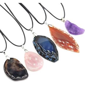 6pcs Natural StonesRed Agate Rose Quartz Amethyst Irregular Semi-precious Stone Necklace DIY Exquisite Necklaces Jewelry Gif