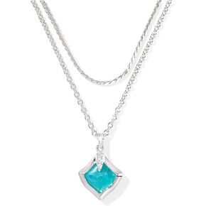 Kendra Scott Womens Joelle Multi Strand Netclace Silver Bright Aqua Illusion Size One