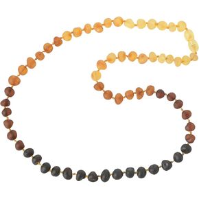 TheNaturalAmber Baltic Amber Necklace – Raw Rainbow Baroque Beads, 55cm, Unpolished Amber Necklace for Adults, Natural Healing Jewelry