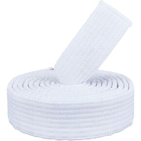 Creatcabin White Karate Belts Polyester Arts Belt Belt Judo Jiu-Jitsu TKD Aikido Rank Rank Belt Long Long Universal Lit Built Bean Taekwondo للرجال المعدات التدريبية الرياضية للنساء 8.53 قدمًا