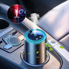 Smart Car Air Fresheners with Starlight Projector, A New Smell Experience By Atomization, Each Bottle Perfume Lasts 4 Months, Smart On/Off, 3 Concentration Modes, Cologne, Matte Black
