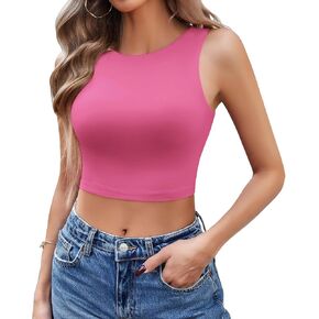 Avidlove Racerback Tank Top for Women Sleeveless Double Lined Crop Tops High Neck Camisole Summer Casual Slim Clothes