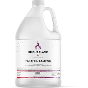 BVV Bright Flame High-Purity Paraffin Lamp Oil – 99.5% Kosher, Pure, Smokeless, Clean Burning, Indoor and Outdoor Use – 1 Gallon