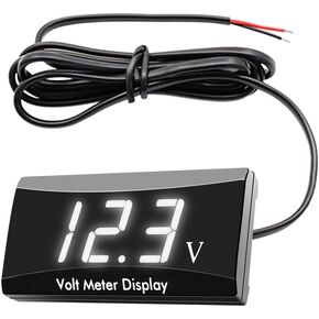 DC 12V Car Digital Voltmeter Gauge, Waterproof Car LED Display Voltage Gauge Meter, Power Energy LED Voltage Volt Meter Universal for Motorcycle Car Battery Voltage Monitor (Blue)