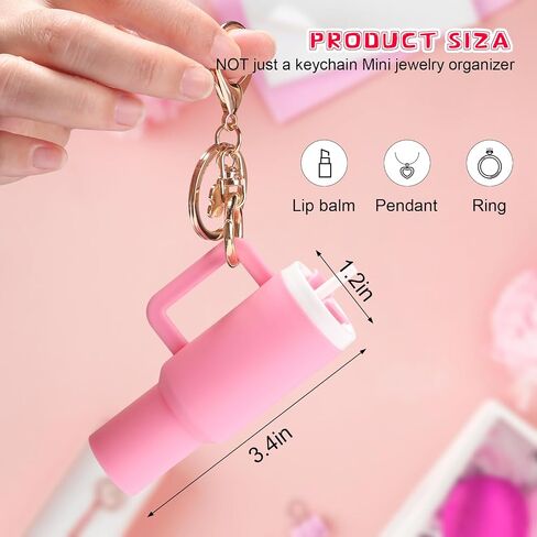 سلسلة مفاتيح Mini Tumbler (4 حزمة) لكأس ستانلي ، حامل كأس Mini Cup -keychain chapstick للنساء حقيبة ظهر حقيبة يد الفتيات in Saudi Arabia