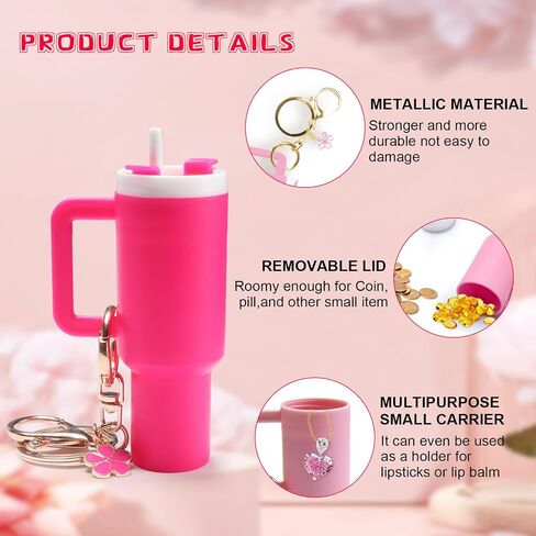 سلسلة مفاتيح Mini Tumbler (4 حزمة) لكأس ستانلي ، حامل كأس Mini Cup -keychain chapstick للنساء حقيبة ظهر حقيبة يد الفتيات in Saudi Arabia