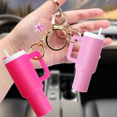 سلسلة مفاتيح Mini Tumbler (4 حزمة) لكأس ستانلي ، حامل كأس Mini Cup -keychain chapstick للنساء حقيبة ظهر حقيبة يد الفتيات in Saudi Arabia