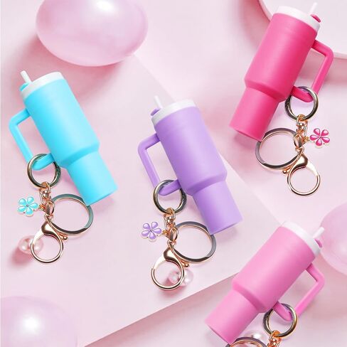 سلسلة مفاتيح Mini Tumbler (4 حزمة) لكأس ستانلي ، حامل كأس Mini Cup -keychain chapstick للنساء حقيبة ظهر حقيبة يد الفتيات in Saudi Arabia