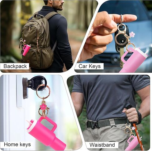 سلسلة مفاتيح Mini Tumbler (4 حزمة) لكأس ستانلي ، حامل كأس Mini Cup -keychain chapstick للنساء حقيبة ظهر حقيبة يد الفتيات in Saudi Arabia