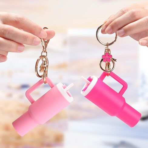سلسلة مفاتيح Mini Tumbler (4 حزمة) لكأس ستانلي ، حامل كأس Mini Cup -keychain chapstick للنساء حقيبة ظهر حقيبة يد الفتيات in Saudi Arabia
