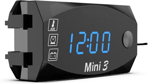 Meichoon 3 in 1 Car Digital Clock Voltmeter مقياس حرارة 12 فولت شاشة الجهد المقاوم للماء شاشة شاشة كبيرة للسيارات الكهربائية للدراجة النارية الأحمر in Kuwait