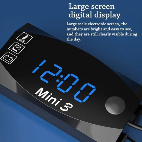 Meichoon 3 in 1 Car Digital Clock Voltmeter مقياس حرارة 12 فولت شاشة الجهد المقاوم للماء شاشة شاشة كبيرة للسيارات الكهربائية للدراجة النارية الأحمر in Kuwait