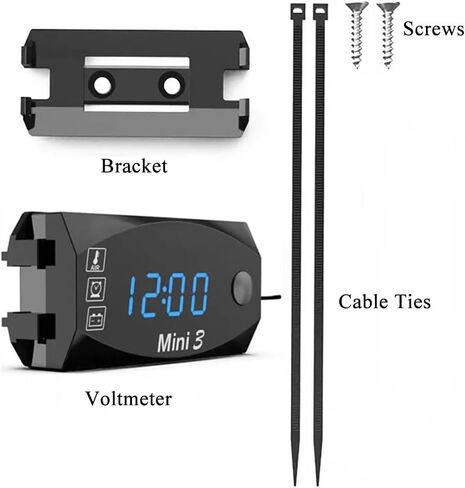 Meichoon 3 in 1 Car Digital Clock Voltmeter مقياس حرارة 12 فولت شاشة الجهد المقاوم للماء شاشة شاشة كبيرة للسيارات الكهربائية للدراجة النارية الأحمر in Kuwait