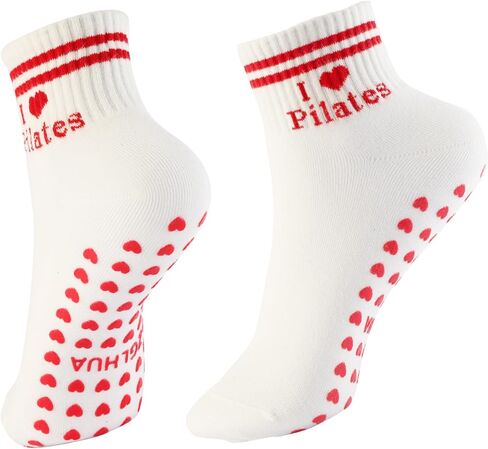 Grip Yoga Socks for Women,Heart-Shaped Non-Slip Grips Pilates Barre Reformer Workout Socks 4Pairs in Saudi Arabia