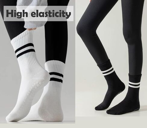 Womens Pilates Non slip Yoga Socks Dance Gym Exercise Ankle Athletic Sockss Athletic Crew Grip Sticky Socks Workout in Saudi Arabia