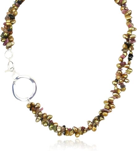 20" Freshwater Pearl Necklace, Handmade with 9-10mm Cream Round Pearls, Agate Turquoise- Gift for Mother, Wife, Anniversary Luxury Jewelry Gift in Saudi Arabia