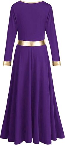 Girls Praise Dance Dress Metallic Block Rules Liturgical Worship Church Choir Costumes Lyrical Dress in Kuwait