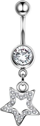 Stainless Steel Danging Belly Button Rings 16g 3/8 10mm 8mm Clear Crystal Ball Earrings Piercing Jewelry More Theme in Saudi Arabia
