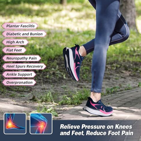Women's Orthopedic Road Running Shoes: Comfortable Casual Arch Support Plantar Fasciitis Athletic Sneakers, High Arch Flat Feet Tennis Sports Work Walking Shoes for Foot and Heel Pain Relief in Saudi Arabia