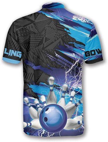 PRIMESTY Bowling Jersey 3D, Zipper Bowling Shirts for Team, Bowling Shirt Unisex for Men Women, Bowling Shirts for Men in Kuwait