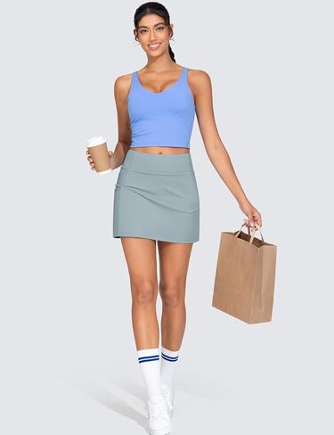 THE GYM PEOPLE Women's High Waisted Golf Skorts Tennis Mini Athletic Active Skirts Built-in Shorts with 3 Pockets in Saudi Arabia