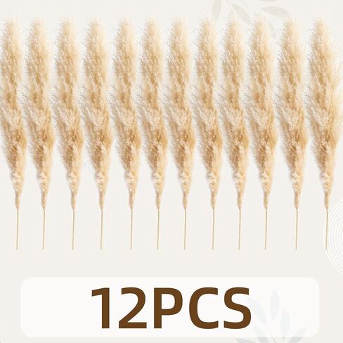 Pampas Grass Decor Tall 12PCS pompas Grass Decor Boho Decor Dried Pampas Grass Tall for Wedding, Party, Farmhouse, Boho Home Decor (12PCS) in Saudi Arabia