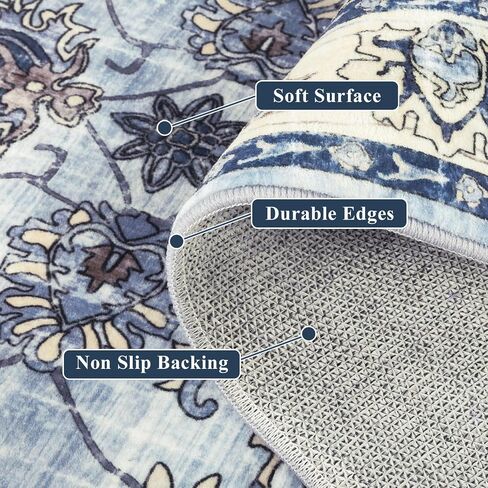 Yamaziot Washable Runner Rug, 2x8 Non-Slip Vintage Floral Hallway Rug with Rubber Backing, Low Pile Non-Shedding Soft Distressed Carpet Runner for Bedroom, Kitchen, Laundry, Entrance in Saudi Arabia