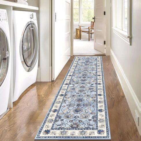 Yamaziot Washable Runner Rug, 2x8 Non-Slip Vintage Floral Hallway Rug with Rubber Backing, Low Pile Non-Shedding Soft Distressed Carpet Runner for Bedroom, Kitchen, Laundry, Entrance in Saudi Arabia