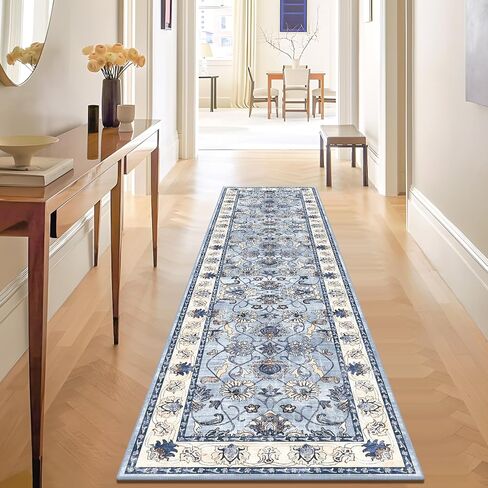 Yamaziot Washable Runner Rug, 2x8 Non-Slip Vintage Floral Hallway Rug with Rubber Backing, Low Pile Non-Shedding Soft Distressed Carpet Runner for Bedroom, Kitchen, Laundry, Entrance in Saudi Arabia