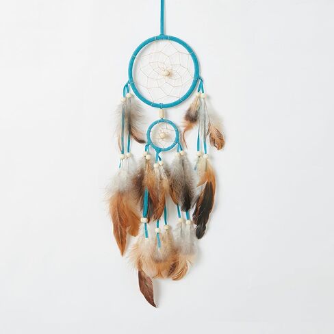 Pretty Jolly Small Indian Dream Catchers Wall Decor Handmade Woven Dark Red Feather Dreamcatchers Wall Hanging for Bedroom,Living Room,Wedding Party,Home Decor-2 Rings in Saudi Arabia