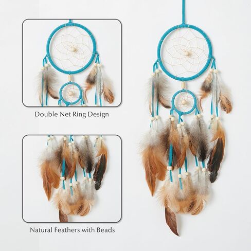 Pretty Jolly Small Indian Dream Catchers Wall Decor Handmade Woven Dark Red Feather Dreamcatchers Wall Hanging for Bedroom,Living Room,Wedding Party,Home Decor-2 Rings in Saudi Arabia