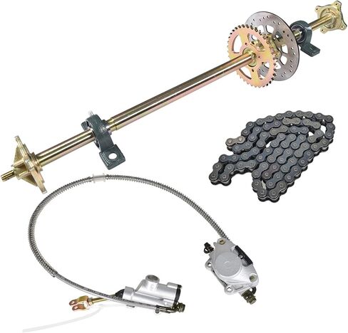 GO KART 44 بوصة المحور الخلفي مجموعة وسادة المحور الخلفي كتل محور محور ضرس محور عجلة الفرامل البديلة ل GO KART ATV ​​Quad و DRIFT TRIKES in Kuwait